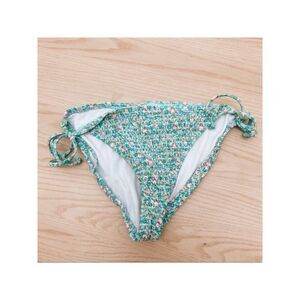 XHILARATION Women's Green Floral Lined Smocked Tie Bikini Swimwear Bottom XL